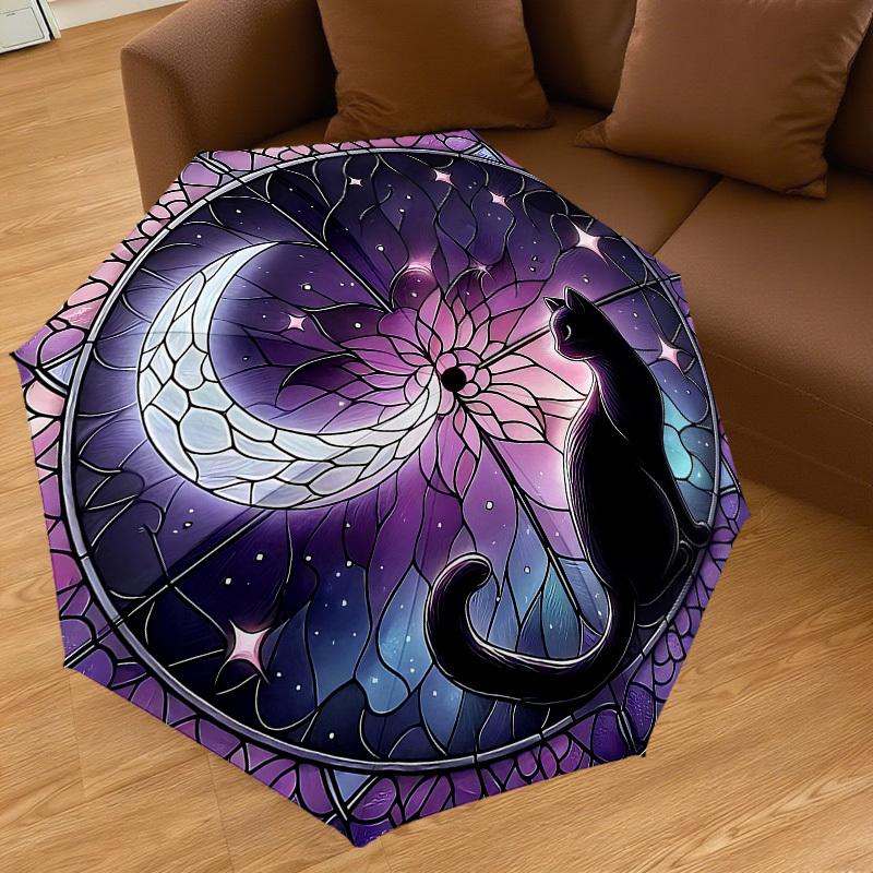 1PC cat moonAutomatic Open/Close Umbrella with Windproof, 8-Rib Sturdy Canopy, Durable Ribs, Fashionable Design1214A