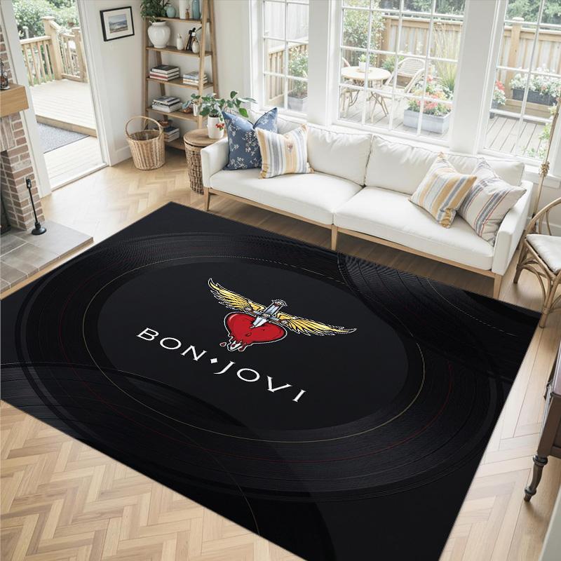 Bon Jovi Design Crystal Velvet Carpet Cozy Non?Slip Printed Rug For Bedroom Living Room Entrance