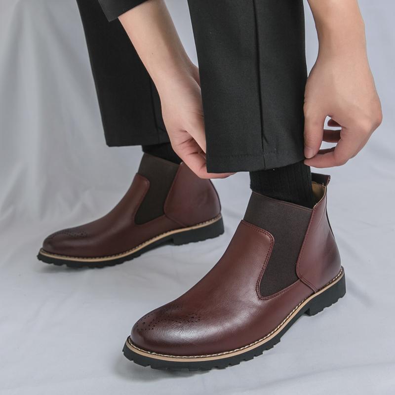 Fashion Autumn Winter Business Men Ankle Boots European American Casual Light Comfortable Brand Chelsea Boots Social Boots Size 38-46
