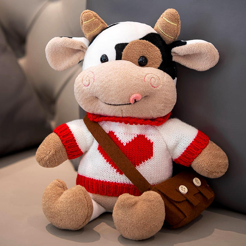 Brinquedo de Pelúcia de Vaca Fofa Animal de Pelúcia Macio Para Crianças Menina Bebê Presente