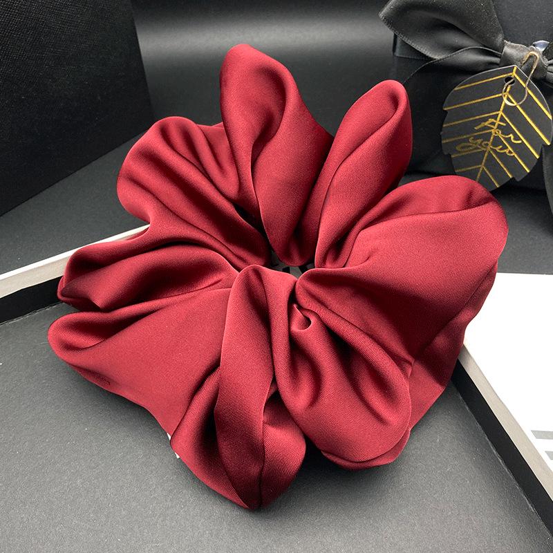 Luxury Korean Red Satin Elastic Hair Tie for Low Ponytails and Buns
