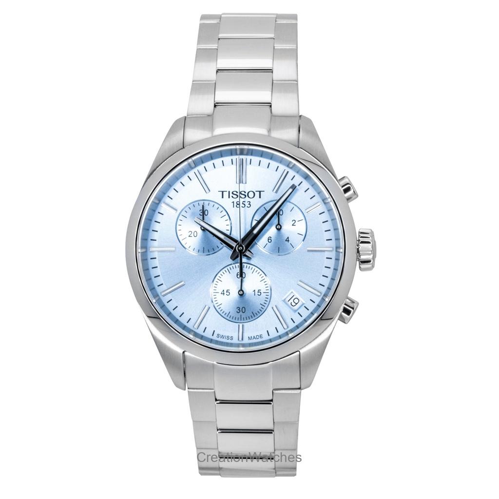Tissot PR 100 Chronograph Stainless Steel Ice Blue Dial Quartz T150.417.11.351.00 100M Men's Watch