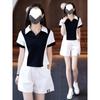 Summer Short-sleeved Shorts Sports Outfit - Stylish and Youthful, with A V-neck Top and A Slimming and Concealing Bottom Set for Women.