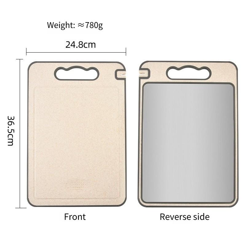Double Sided Antibacterial 304 Stainless Steel Plastic Cutting Board Household Kitchen Food Grade PP Wheat Straw Chopping Board