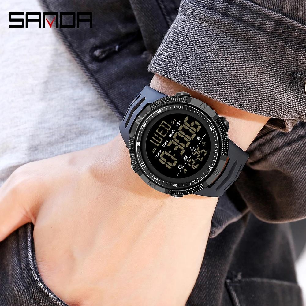SANDA Men Watches Outdoor Military Sports LED Digital Wristwatch Waterproof Alarm Clock Chronograph Multifunction Electron Watch