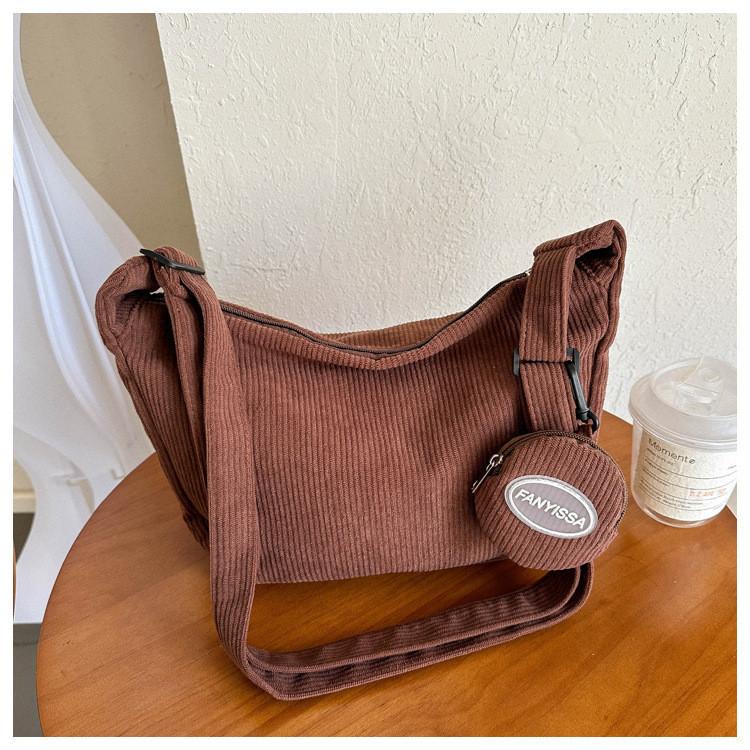 Stylish Tote Bag With Coin Purse Urban Minimalist Fashion Soft Corduroy Material Various Colors