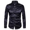 Men'S Solid Color Casual Shirt Men'S Fashionable Bright Face Lapel Long Sleeve Shirt
