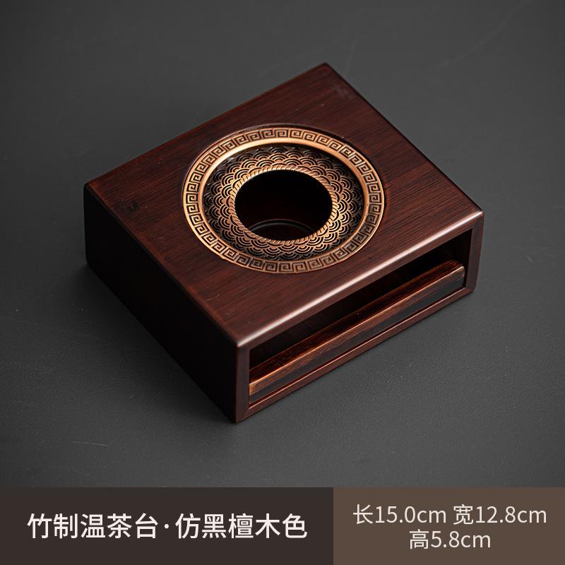 Zne Bamboo Teapot Warmer Luxury Tea Pot With Candle Warmer Set Trivet Tea Stove Kettle Stand Tea Serve Tray Accessories Ornament