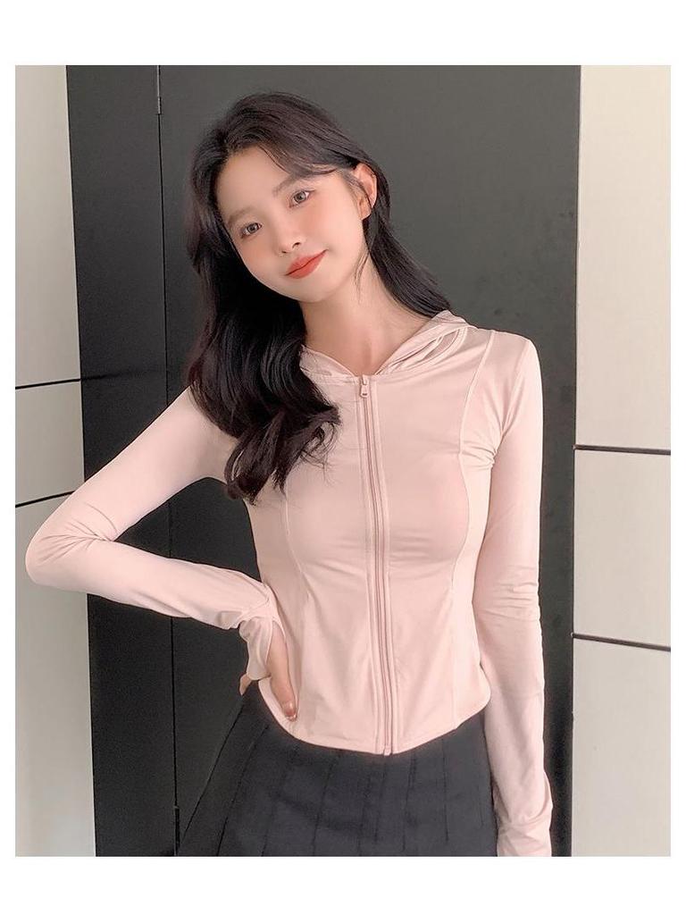 Women's Slim UV-Protective Yoga Hoodie - Cool Touch, Breathable, and Lightweight