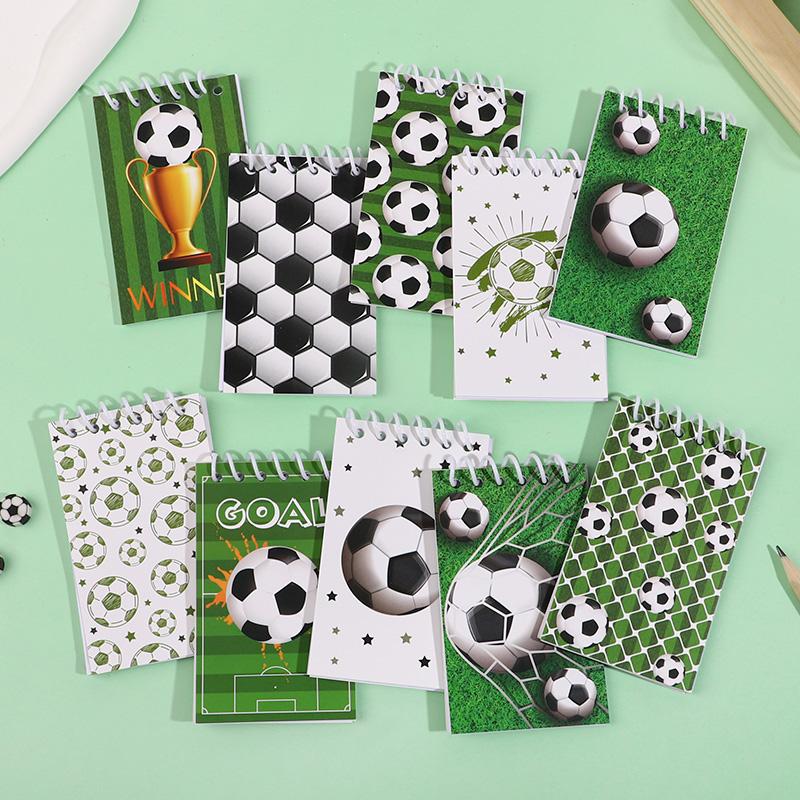 10Pcs Soccer Spiral Pocket Notebooks Mini Notepad for Kids Sports Birthday Party Favors Pinata Filler Christmas Gift Supplies