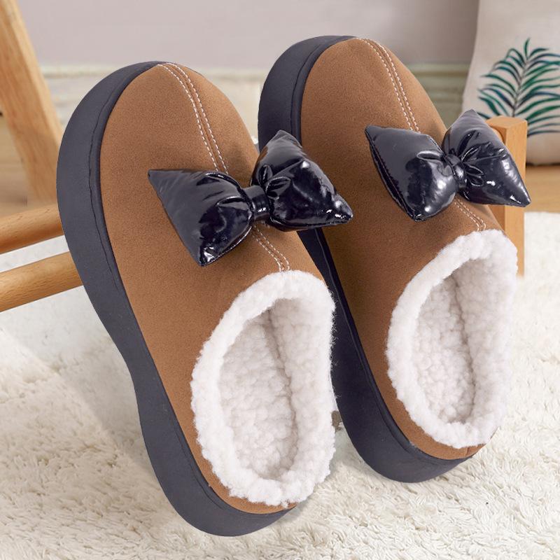 Warme Baumwollpantoffeln Herbst und Winter Schleife Indoor dicker Boden verschleißfest desodorierend Außenbekleidung rutschfeste Baumwollpantoffeln Winter