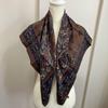 Used Scarf, silk scarf, 100% silk, large scarf, stole, shawl, all-over pattern, brown