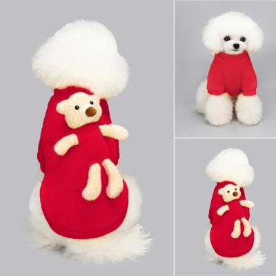 Dog Pullover Lovely Bear Decor Keep Warm Casual Wear Puppy Two-legged