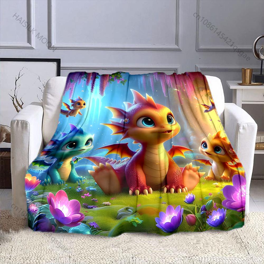 1PC Fairy Tale World Dragon Patterns Blanket Warm Soft for Sofa Bed Home Travel Camping Blanket All Seasons Luxury Gifts