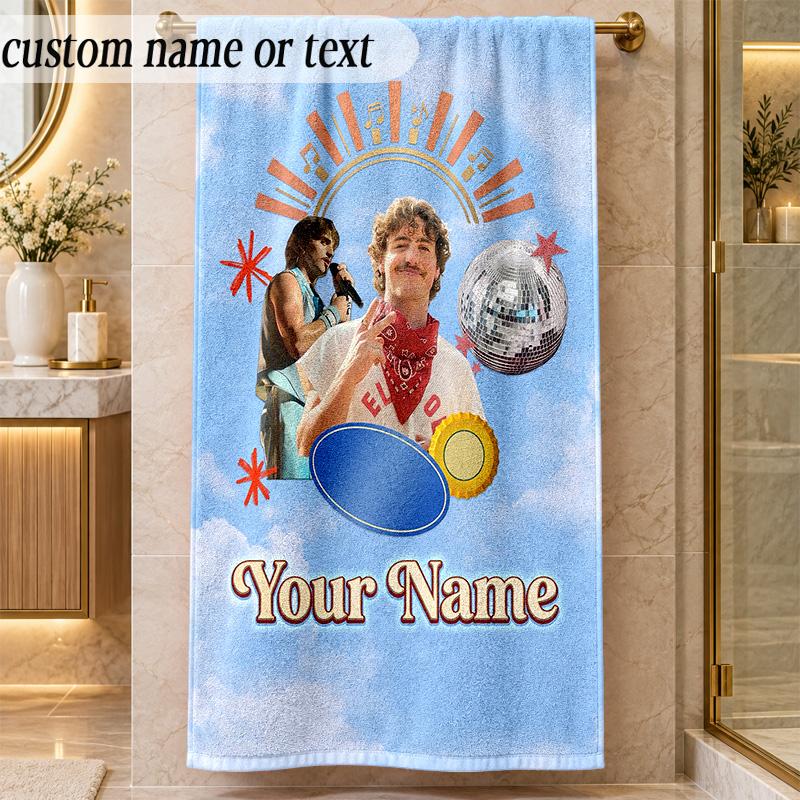 Beach TowelBenson Boone Custom Name Text Personalized Soft Towel for Beach Pool Indoor Home Decor Gift