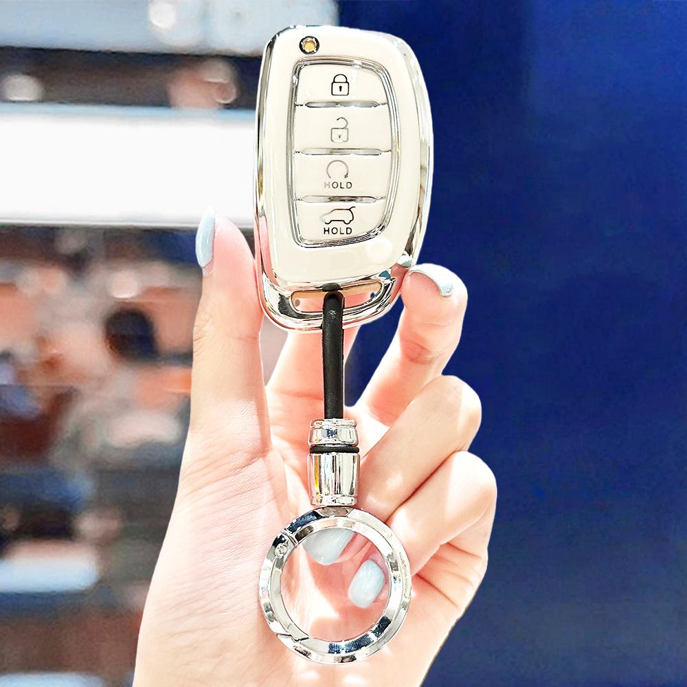 For Hyundai I10 I30 I40 Elantra Creta Ix35 Ix45 Tucson Santa Fe Rena Sonata 4 Buttons TPU Car Smart Key Case Cover Accessories