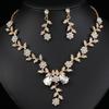GemChic Women's New Exquisite Alloy Branch Flower Crystal Rhinestone Drops Collarbone Necklace Earrings Two Piece Set Birthday Christmas Jewelry Gift