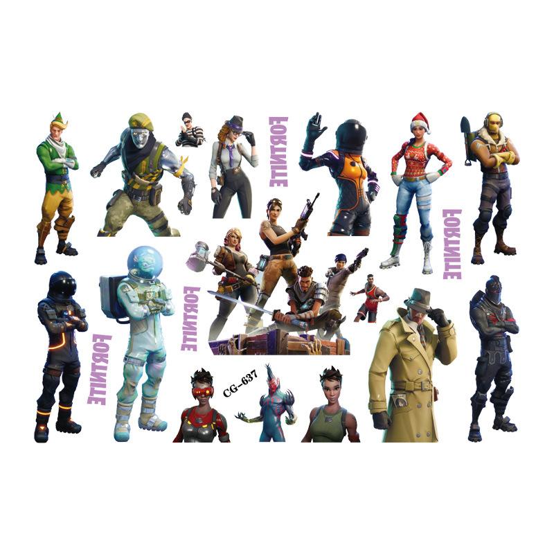 6pcs Fortnite Temporary Face Body Sticker Set Water Transfer Skin Paint Halloween Party Supplies Decor Birthday Gift Kid Friendly Entertaining Fun