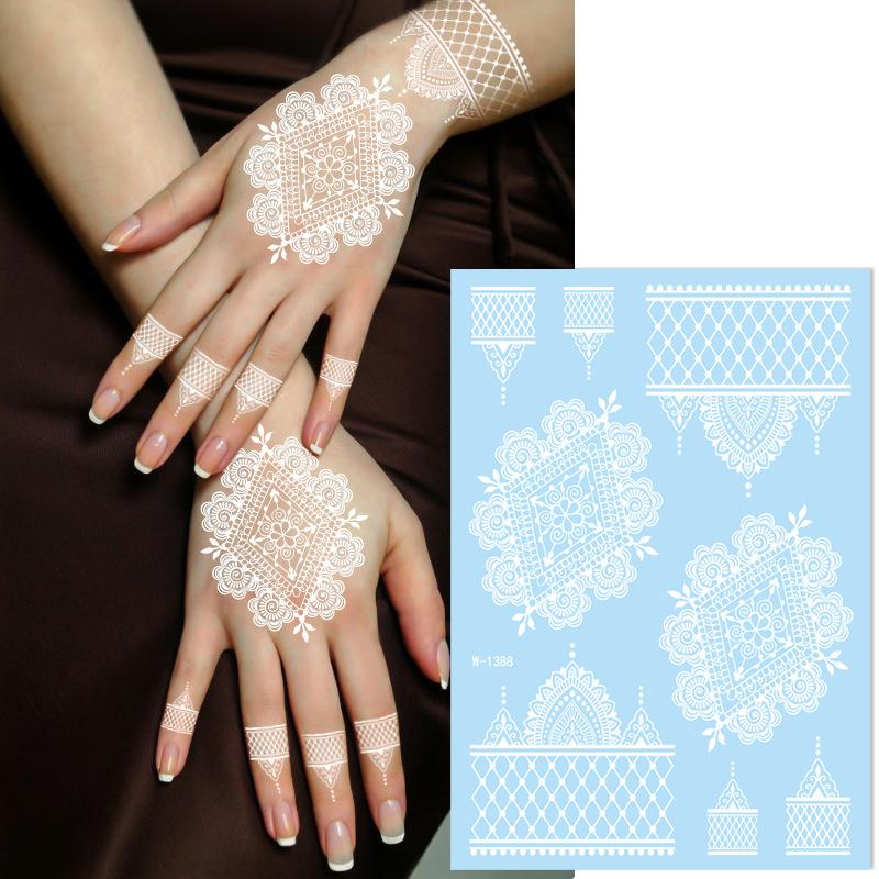 Tattoo Sticker White Lace Temporary Tattoo Wedding Henna Tattoo