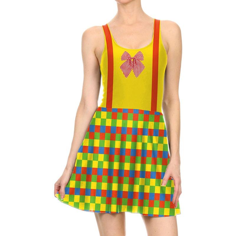 Halloween Print Dress, Hot-selling Clown Halloween Dress, Female