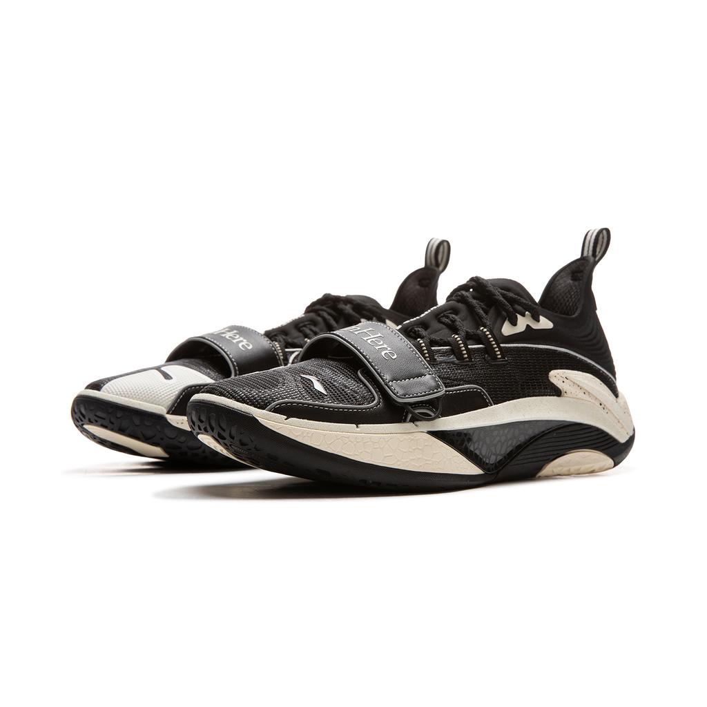 New 1807 X LiNing Cushioning, Slip Resistant, And Abrasion Resistant Low Top Basketball Shoes Men's Black Beige White ABFV027-2