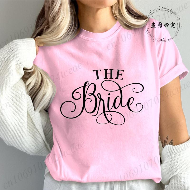 New Fashion Team Bride Tee T-Shirt Womens Vintage Wedding Party T-Shirt Funny Bride T-Shirt Tops Women's Tees Streetwear