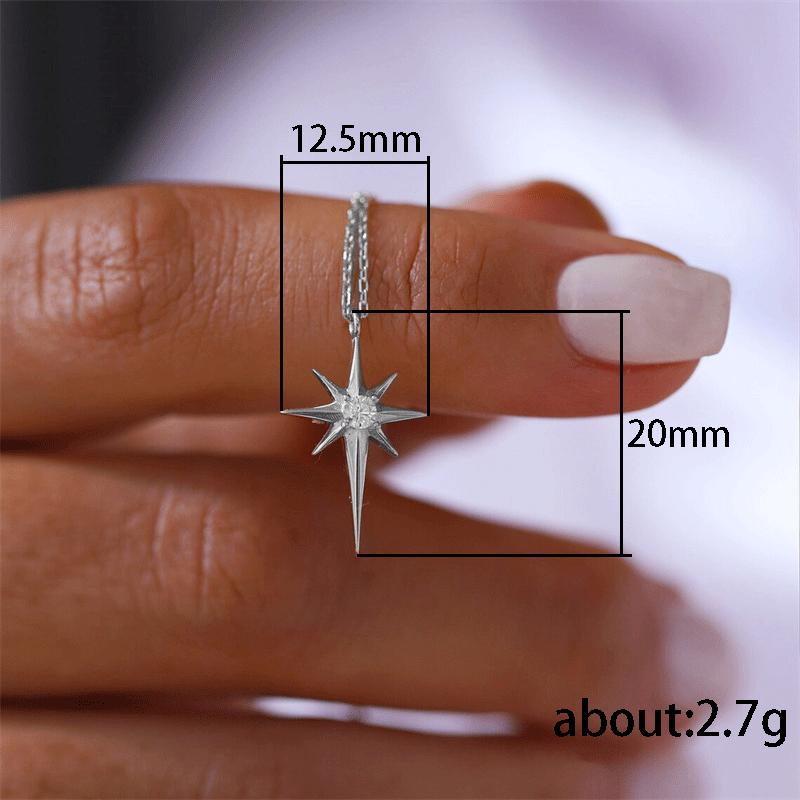 Modny Prosty Wisiorek Sześcioramienna Gwiazda Naszyjnik z Cyrkoniami Kobiety Elegancki Geometryczny Naszyjnik Gwiazda Akcesoria Biżuteria Imprezowa