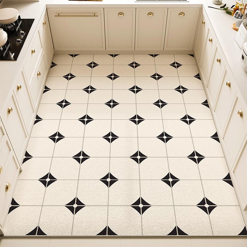 Fresh Kitchen Mat - Waterproof, Oil-Resistant, Non-Slip PVC Leather Area Rug, Easy-Clean and Cuttable Floor Mat for Home Use