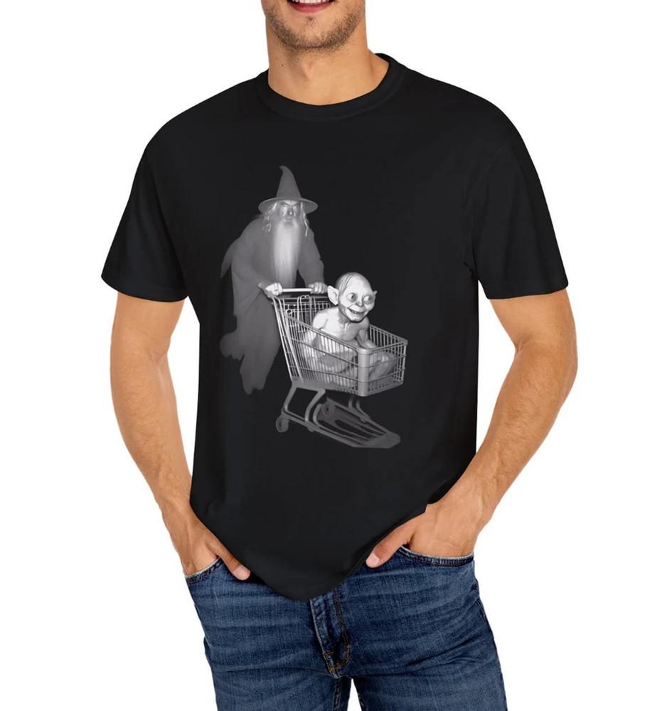 Funny Gandalf Pushing Gollum in a Shopping Cart Shirt Unisex T-Shirt XL