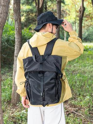 Men's Functional Roll-Top Backpack: Foldable Sports, Outdoor Cycling, Mountaineering, Travel, College Student Bookbag