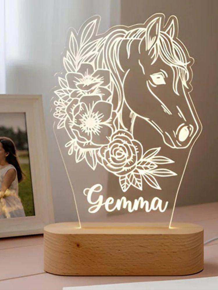 Custom Horse Night Light Personalized LED Animal Decor For Kids Room Soft Glow Ambient Light Fun Whimsical Ornament Best Gift