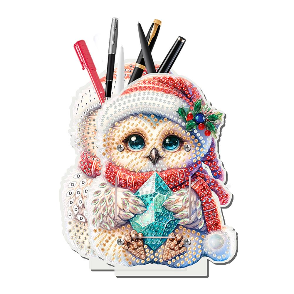 

Acrylic Special Shape Double Side Christmas Cat Diamond Painting Pencil Holder Diamond Art Pen Holder Kit for Adult Beginners