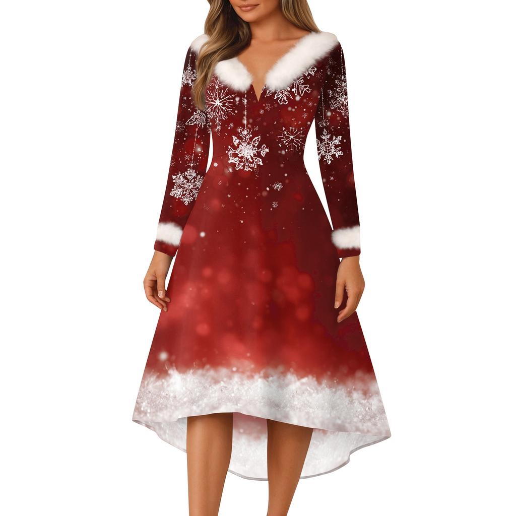 Vánoční večírek Šaty s potiskem pro ženy Vintage vánoční midi šaty Ležérní šaty Koktejlové šaty Party Slavnostní šaty