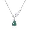 Fortune Gourd Necklace for Women, Pure Silver S925 Silver Inlaid with Natural Blue Water Jadeite, Unique Star Design Collarbone Chain
