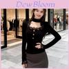 French Lace Panel Vneck Long Sleeve Tshirt For Elegant Women