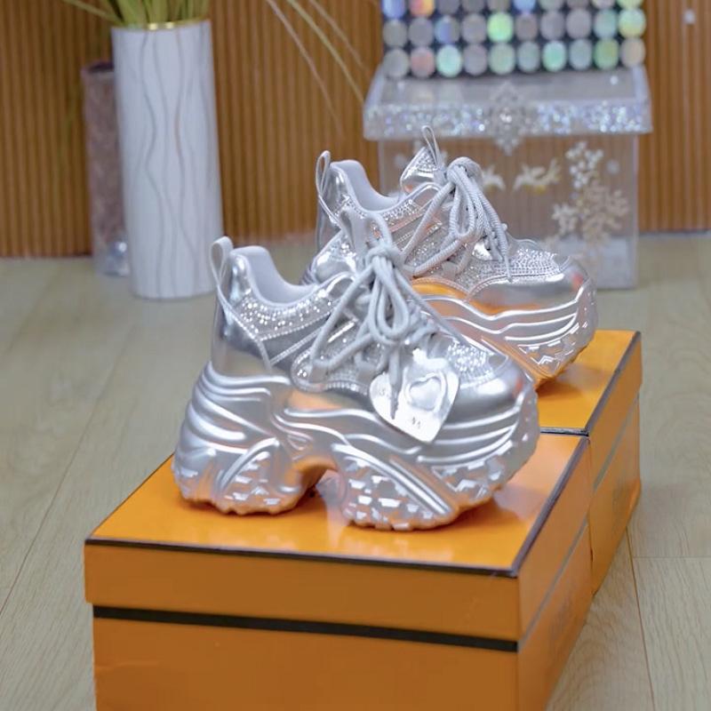 Small Rhinestone Breathable Thick-soled Dad Shoes Women's Autumn New Versatile Height-increasing Casual Sports Shoes