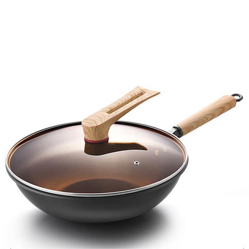 Kombach 32cm Flat Bottom Uncoated Iron Wok