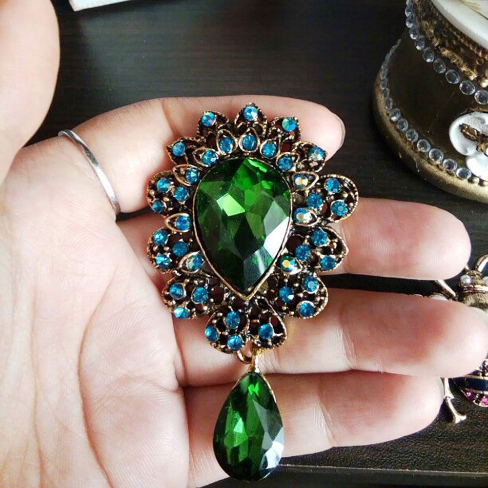 Luxury Crystal Dress For Women Big Water Drop Jewelry Corsage Brooch Pins Fashion Accessories