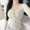Women's Autumn Lace-Up Chest-Revealing Long-Sleeve Top - Stylish, Curve-Hugging Design