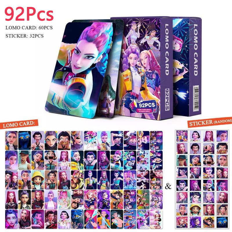 92Pcs Kpop Devil Hunter card Anime Collectible Cards and Stickers Kids Party Gaming Card Collect For Boys Girls Birthday Gifts