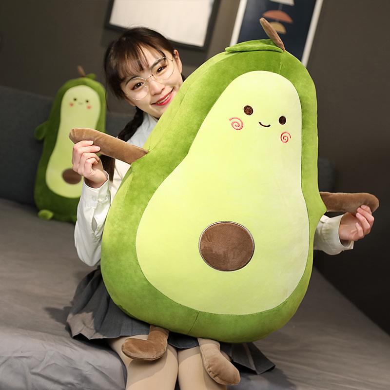 New Lovely Giant Avocado Plush Pillow Stuffed Fruit Green Plushie Doll Big Soft Girl Sleeping Room Decor Cute Birthday Gift