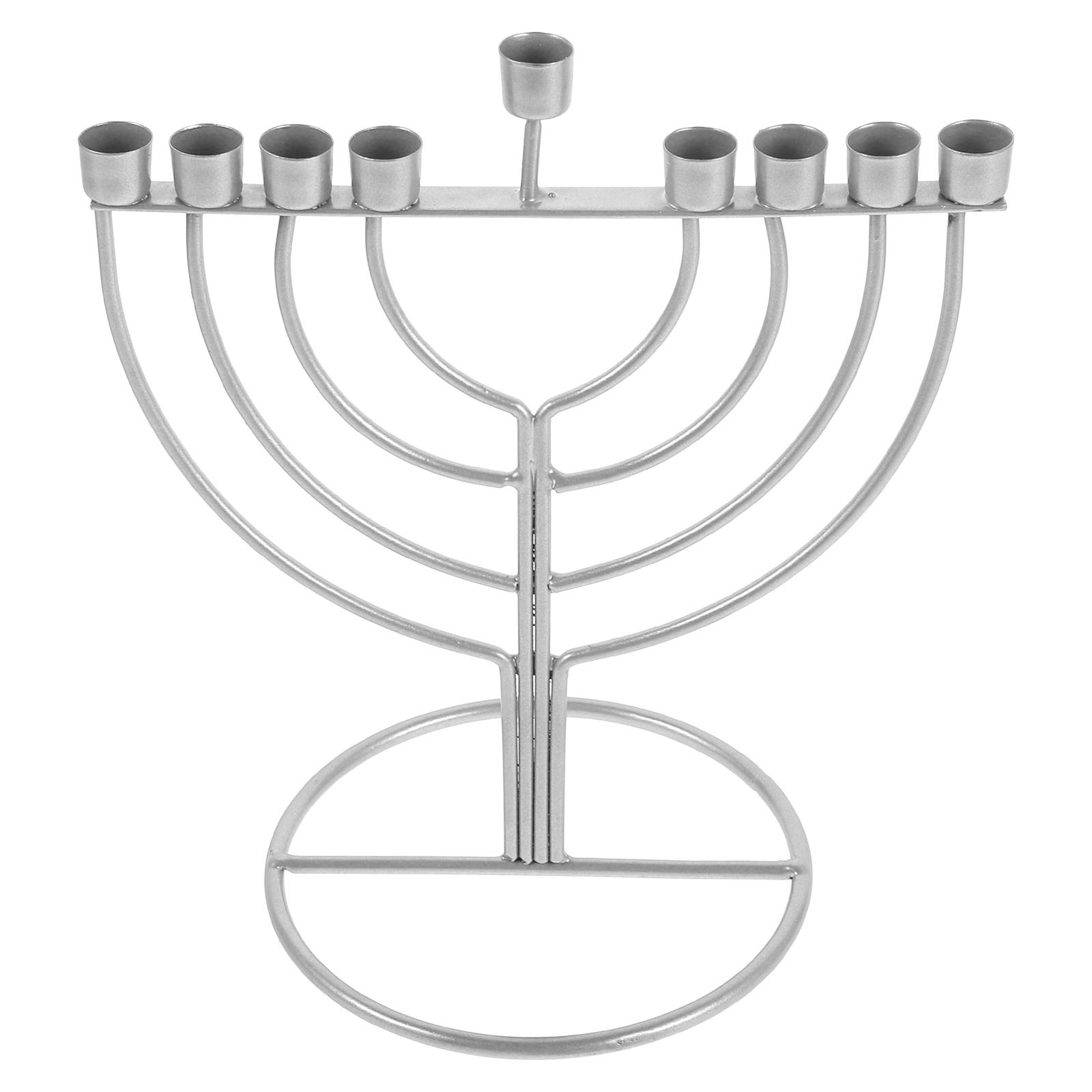 

1 шт. 9-гілковий підсвічник-стовпчик Ханукальна менора Підсвічник для свічок Релігійний Ханукальний підсвічник Прикраса Святкові приналежності срібний