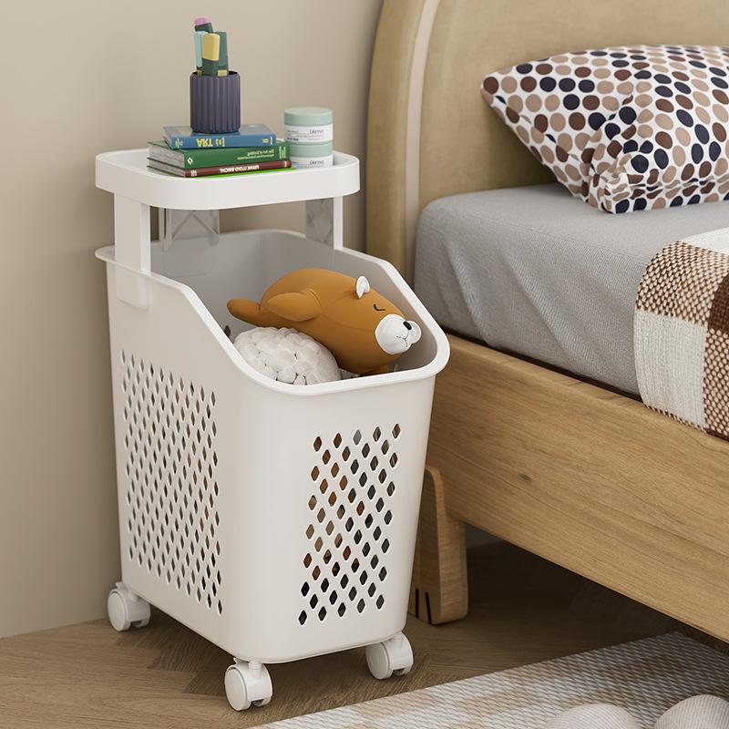 Laundry Basket with Wheels Multi-Tier Dirty Clothes Hamper Laundry Trolley Bathroom Organizer Toilet Rolling Storage Rack