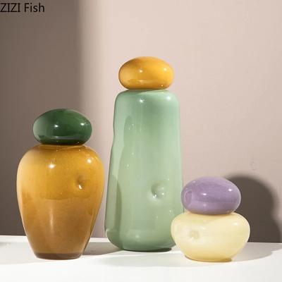 Einfache Vase mit Kappe Kreative Glas-Hydroponik-Vase Dekoration Heim-Schreibtisch-Dekoration Trockenblumen-Vase Blumenarrangement Kunst