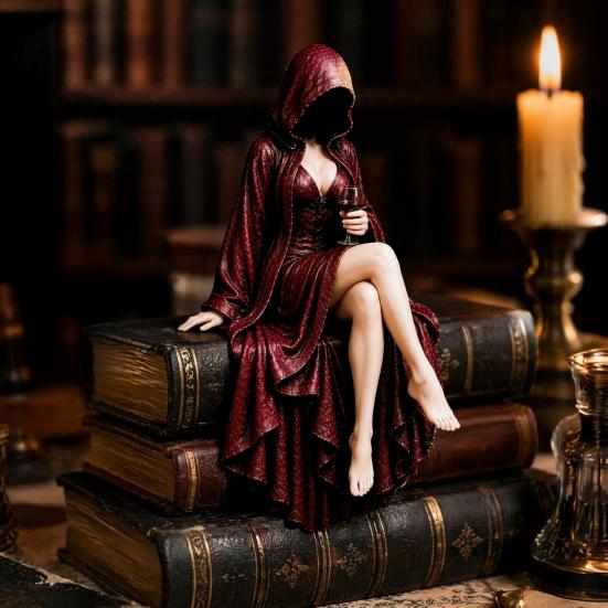 Statua Decorazione Casa Letteraria Gotica Lettore, Statuetta Scheletro Incappucciato in Resina, Statua Seduta con Libro Display Unico per Libreria, Scrivania Biblioteca