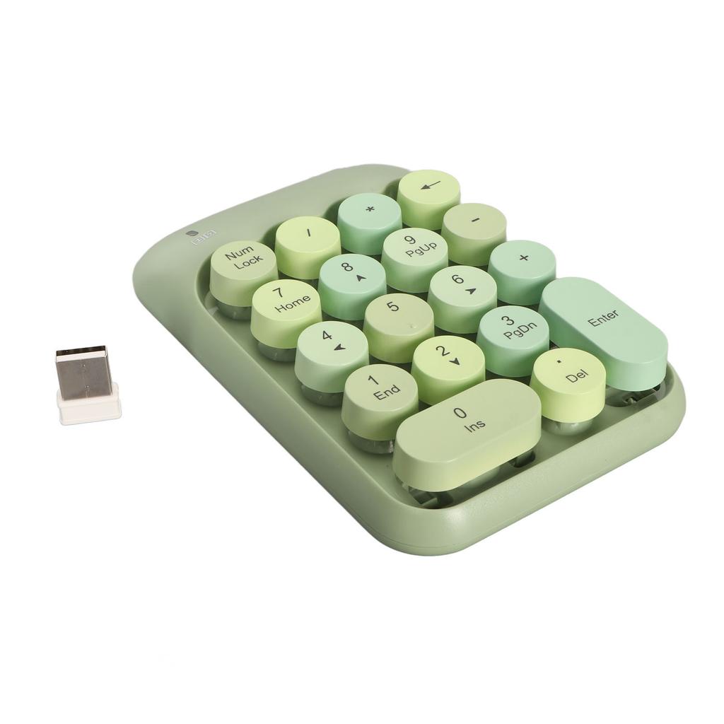 Wireless Numeric Keypad 2.4G 18 Keys Low Noise Retro Colorful Round Key Cap Number Pad for Computer