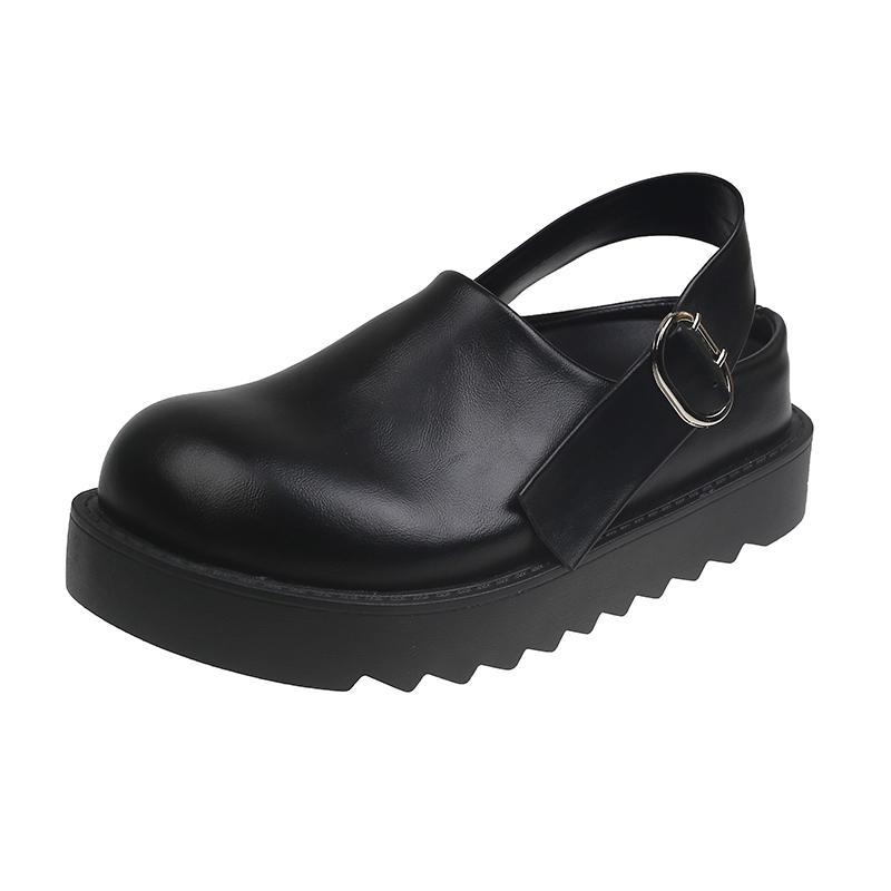 Women's Fashion Slippers Platform Sole Cover Toe Half Slippers Outdoor Fashion All-match One Kick Spring and Autumn Single Shoes