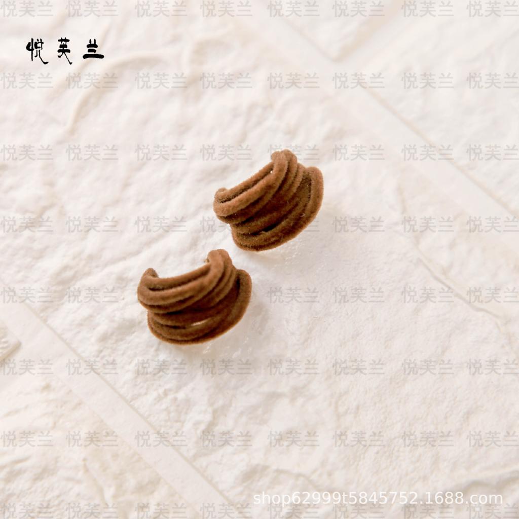 Retro Autumn/Winter Flocked Multi-Layer Geometric Earrings