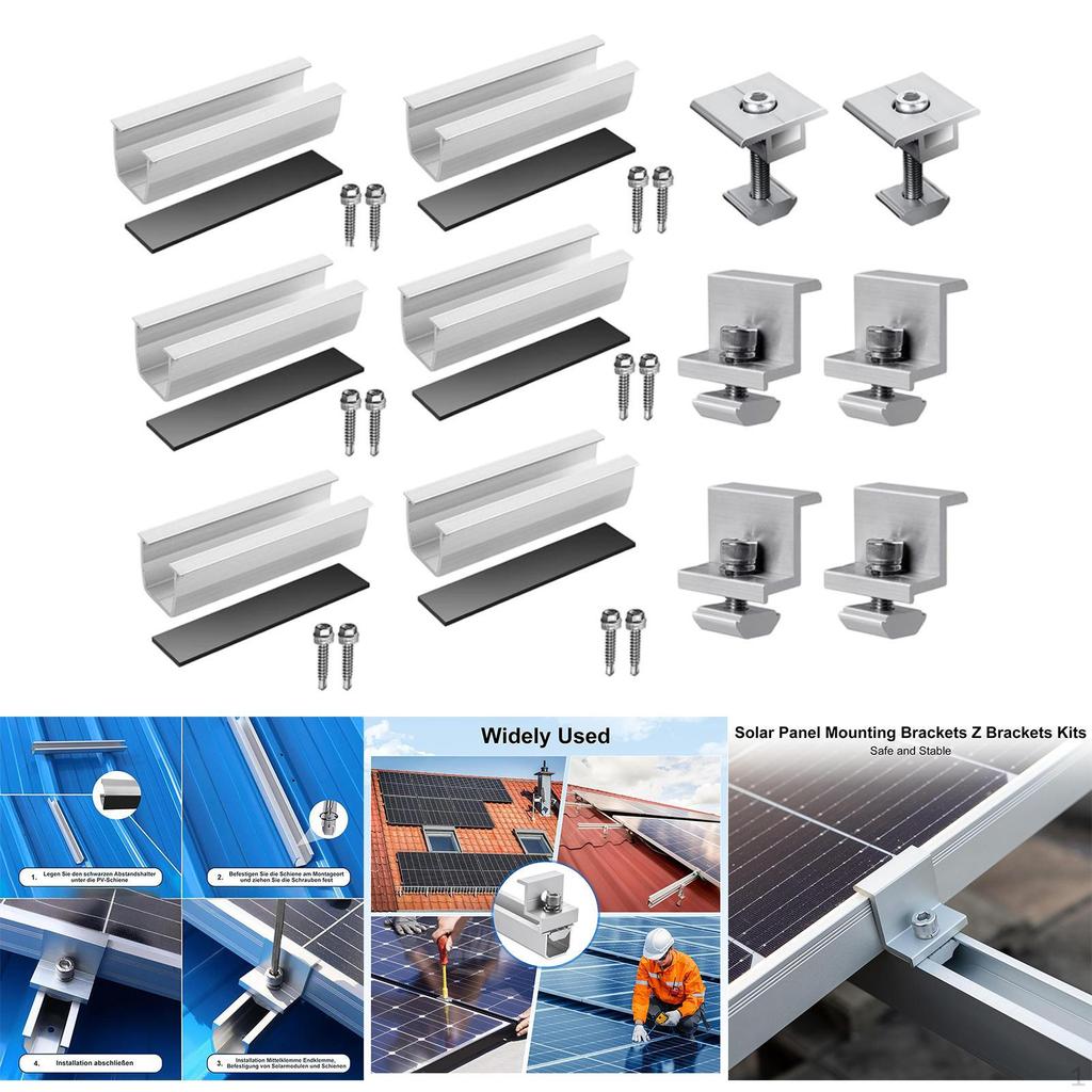 Solar Panel Brackets Kit 120mm Sturdy Lightweight Easy Installation Metal Professional End Clamp
