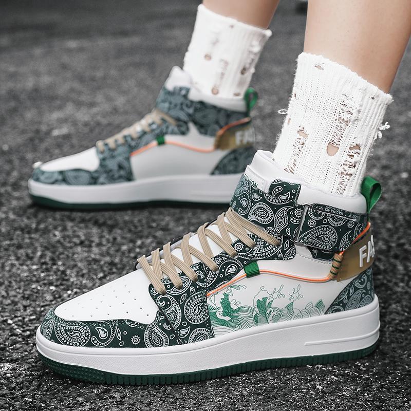 Scarpe Sportive Stampate da Uomo Stile Street da Donna Unisex Scarpe Sneakers da Corsa Studenti Scarpe Oversize per Coppia High Top